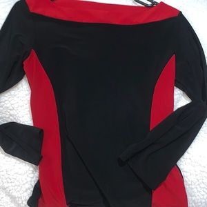 Black & Red-Accented Women’s Top